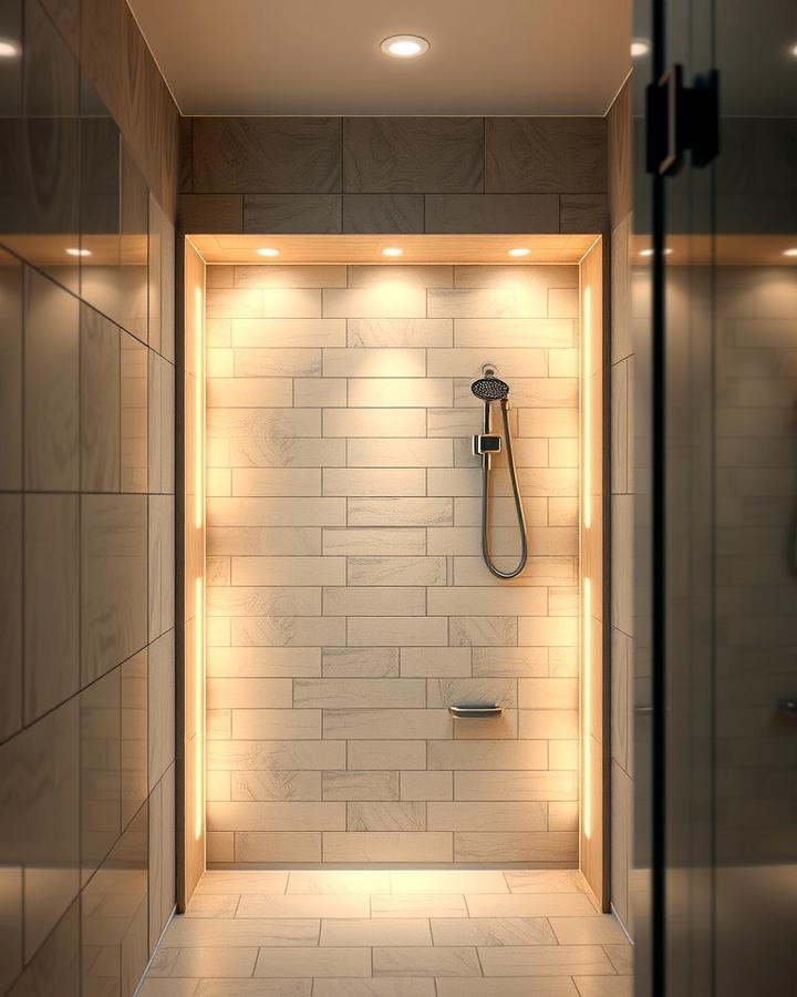 Illuminated Shower Niche with LED Lights - 25 Shower Niche Ideas