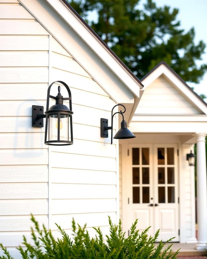 Illuminating Contrast Black Light Fixtures on White Walls - 30 single story white house black trim