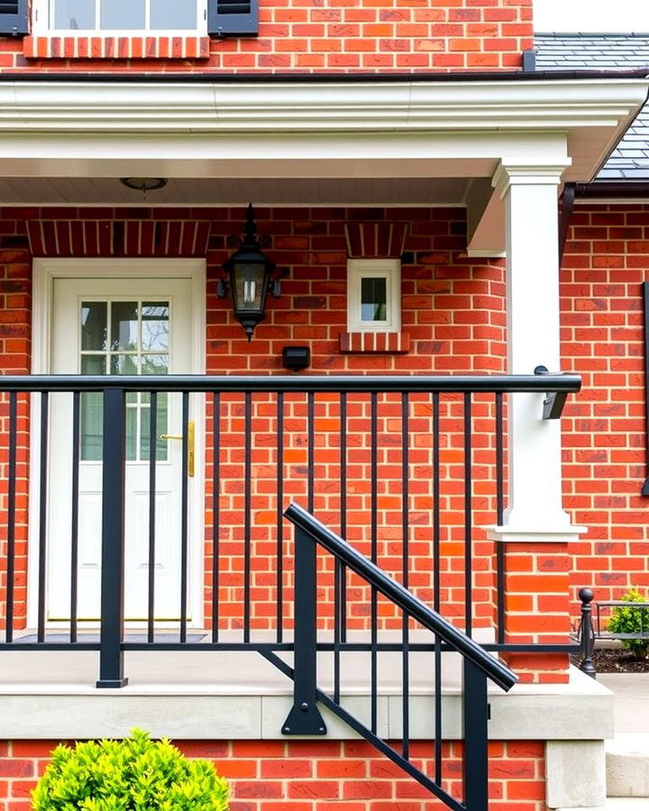 Incorporate Black Railings for Porches - 25 Red Brick House with Black Trim Design Ideas