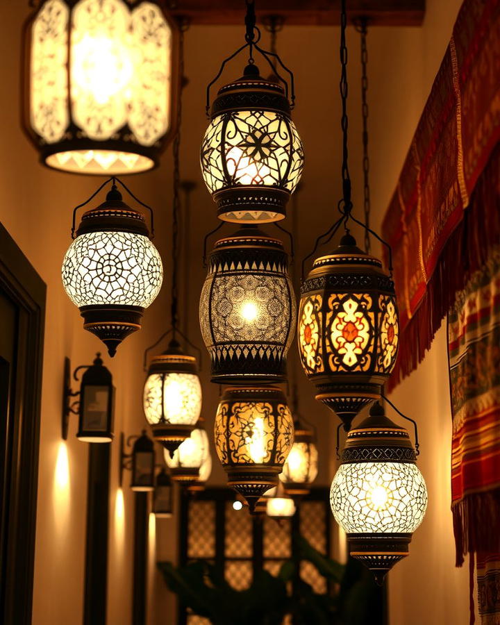 Incorporate Hanging Lanterns - 30 Boho Hallway Ideas