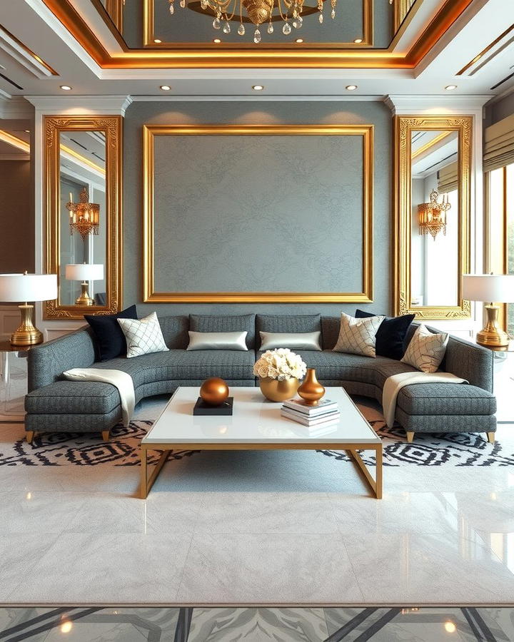 Incorporate Metallic Accents - 30 Grey Couch Living Room Ideas