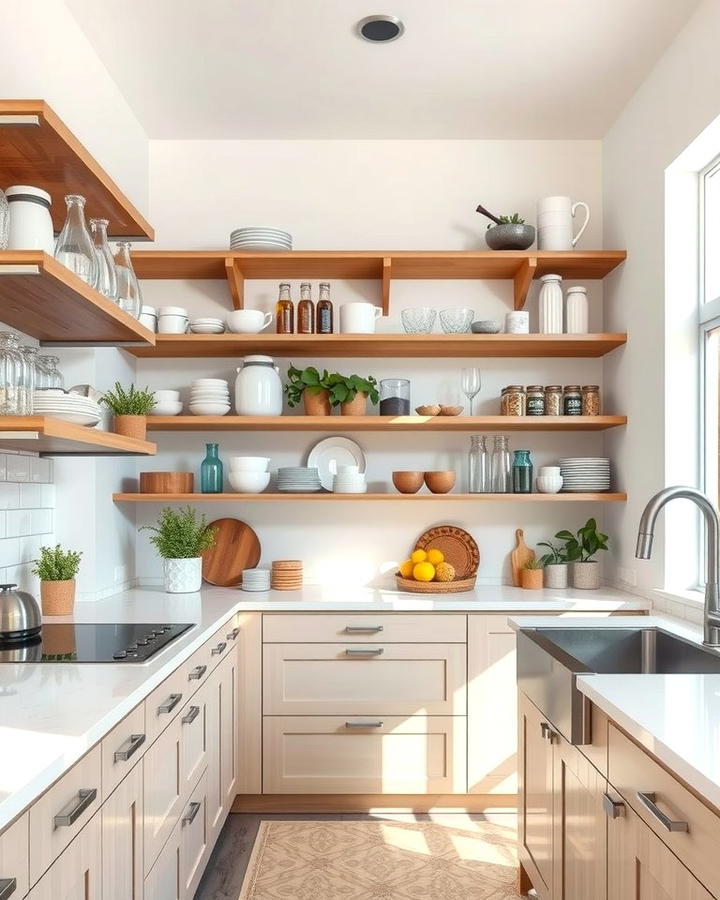 Incorporate Open Shelving - 25 Small Galley Kitchen Ideas on a Budget