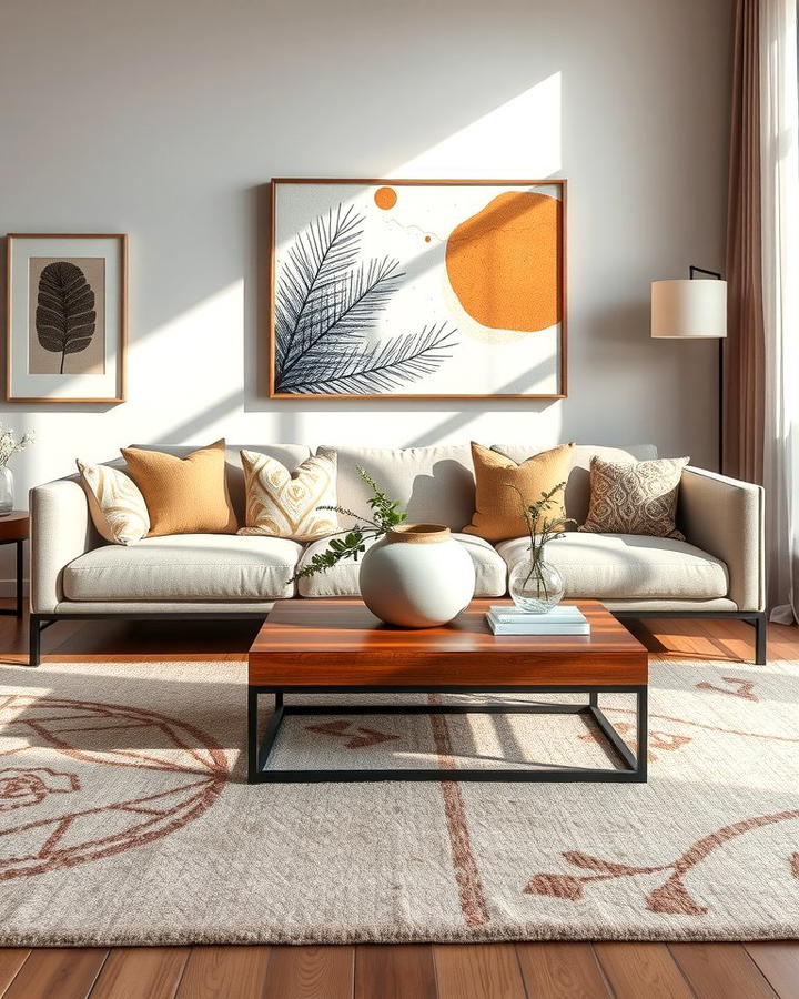 Incorporate Subtle Earthy Patterns - 25 Organic Modern Living Room Design Ideas