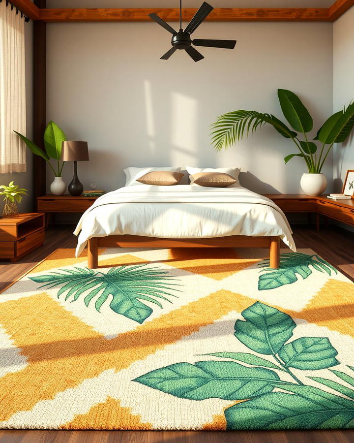 Incorporate Tropical Themed Rugs - 25 Tropical Bedroom Ideas