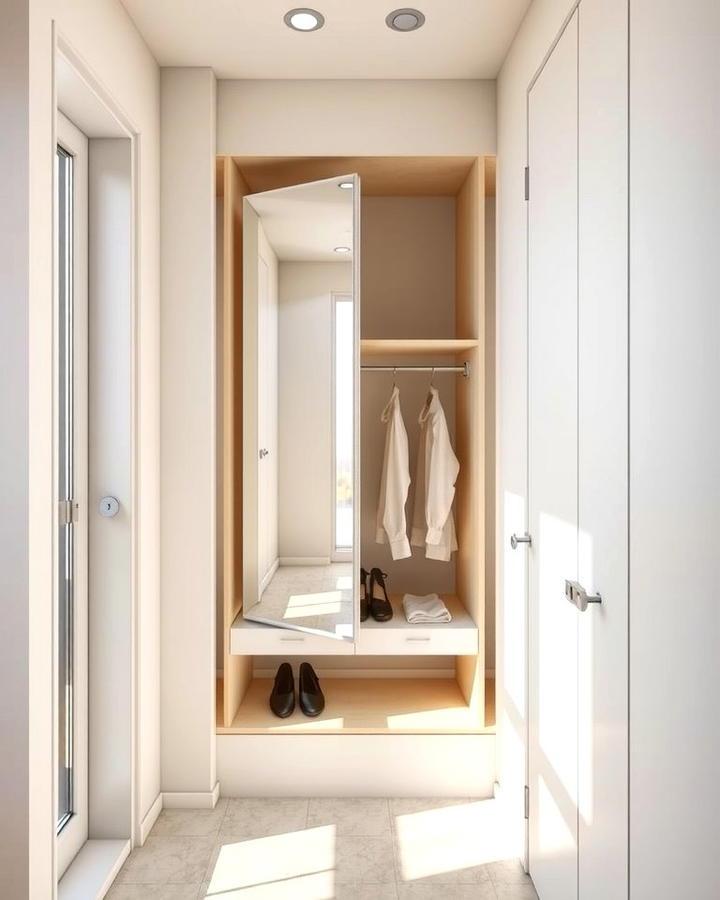 Incorporate a Foldable Mirror for Added Flexibility - 25 Small Dressing Room Ideas