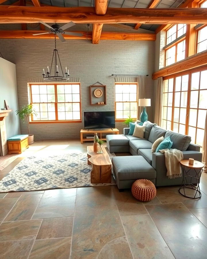 Incorporating Stained Concrete for a Warm Ambiance - 25 Rustic Concrete Floor Living Room Ideas