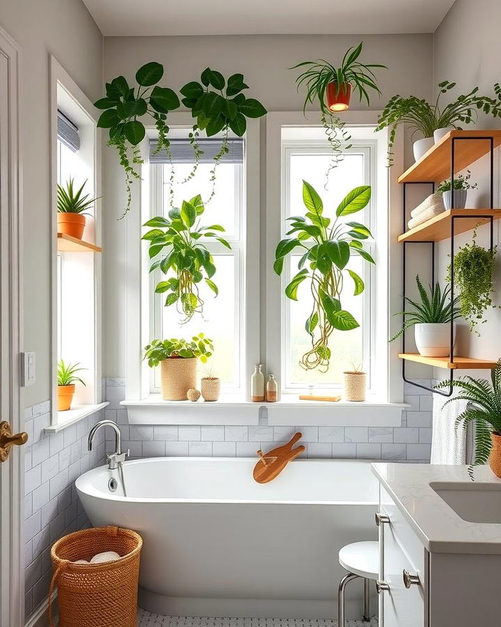 Indoor Plants for Freshness - 25 Scandinavian Bathroom Ideas