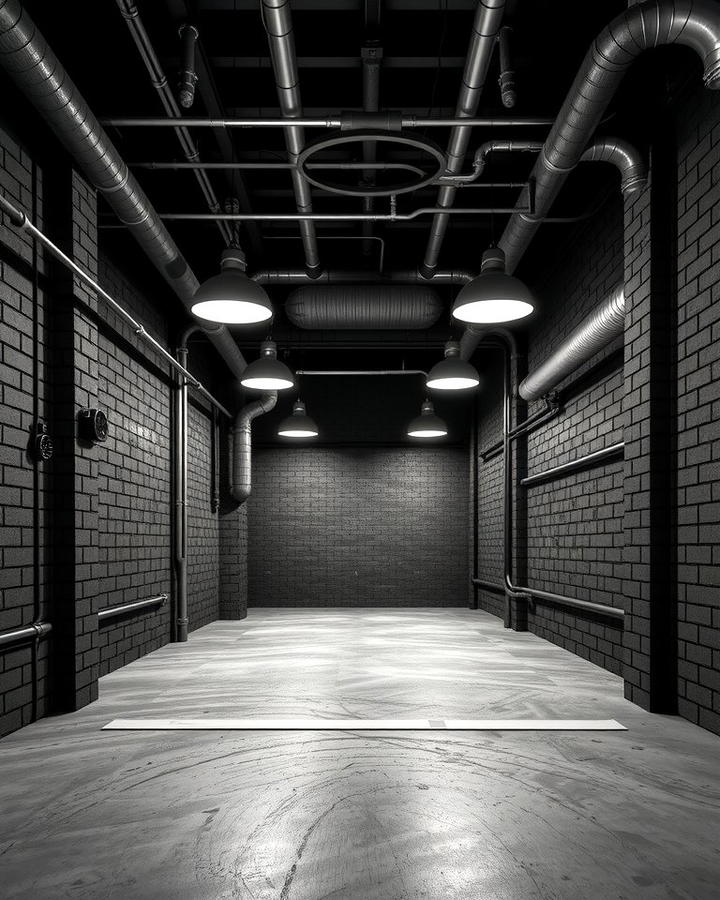 Industrial Black Basement - 30 black basement ideas