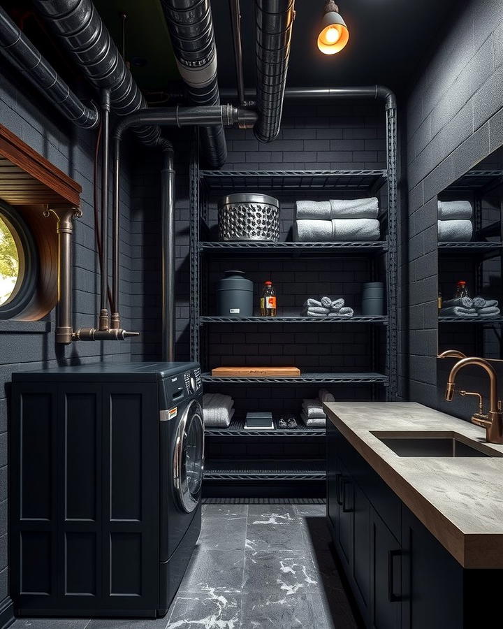 Industrial Black Laundry Room - 30 black laundry room ideas