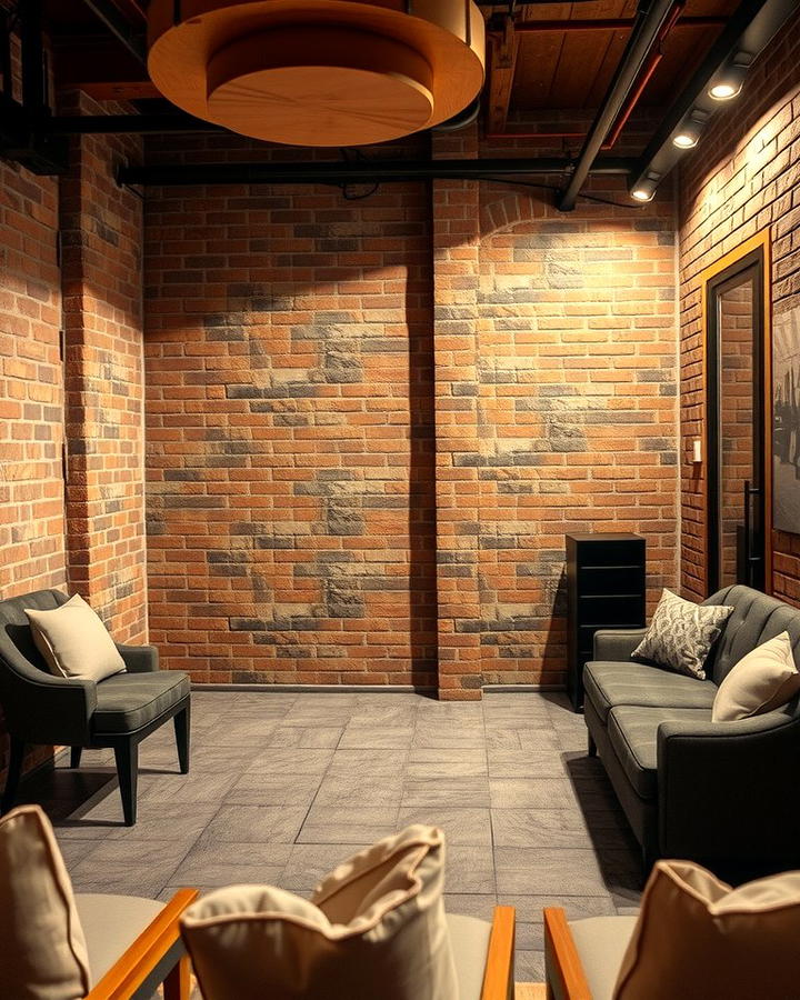 Industrial Brick Wall Finish - 30 Basement Wall Ideas