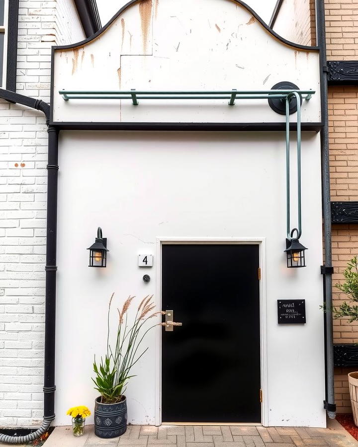 Industrial Chic - 25 White House Ideas With Black Doors