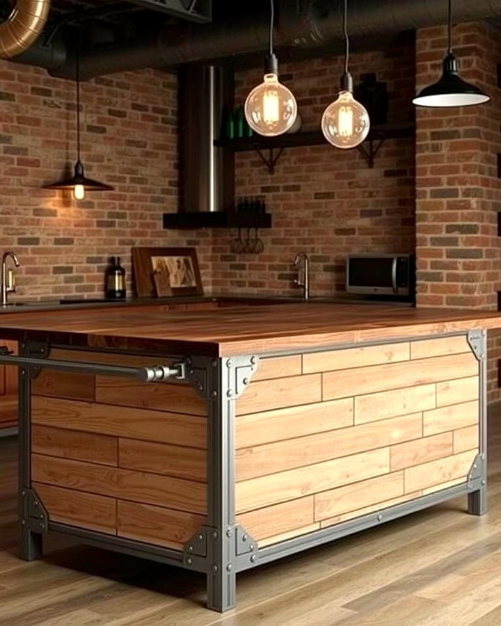 Industrial Edge with Metal Accents - 25 Shiplap Kitchen Island Ideas