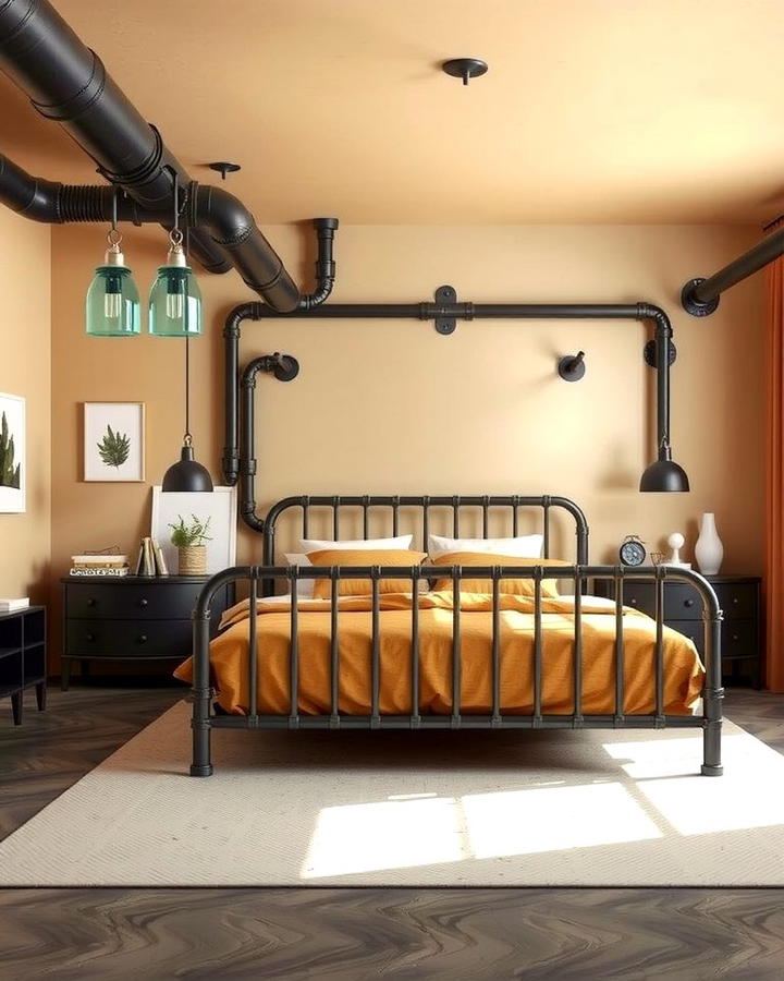 Industrial Edge with Metal Details - 25 Tan Bedroom Ideas