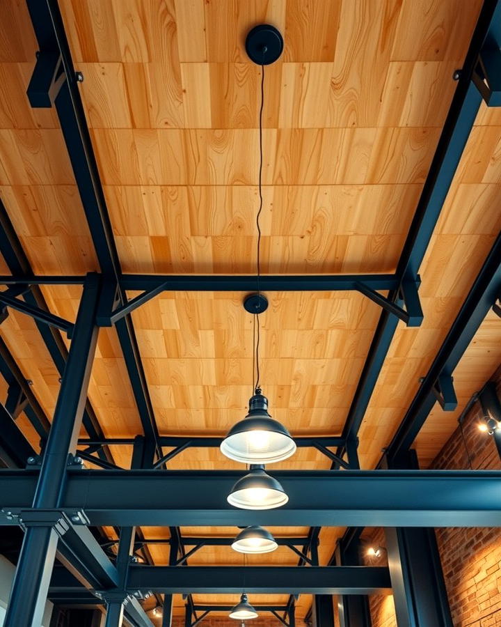 Industrial Edge with Plywood and Metal Accents 2 - 25 Plywood Ceiling Ideas