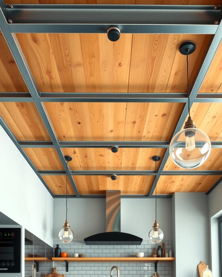 Industrial Edge with Plywood and Metal Accents - 25 Plywood Ceiling Ideas