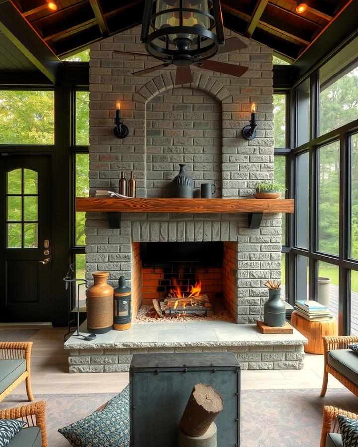 Industrial Fireplace Aesthetic 2 - 25 Screened-in Porch With Fireplace Ideas