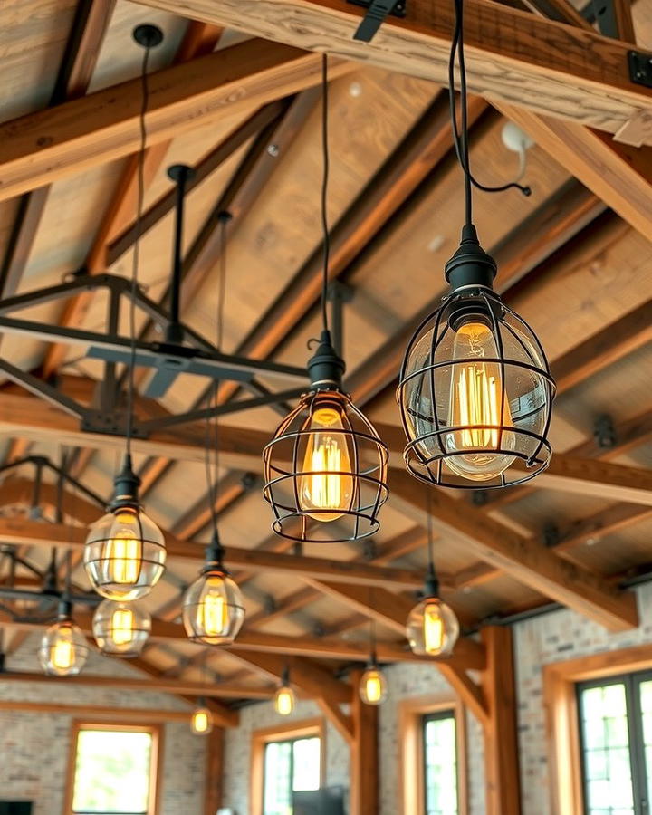 Industrial Lighting Fixtures - 25 Rustic Barndominium Interior Design Ideas