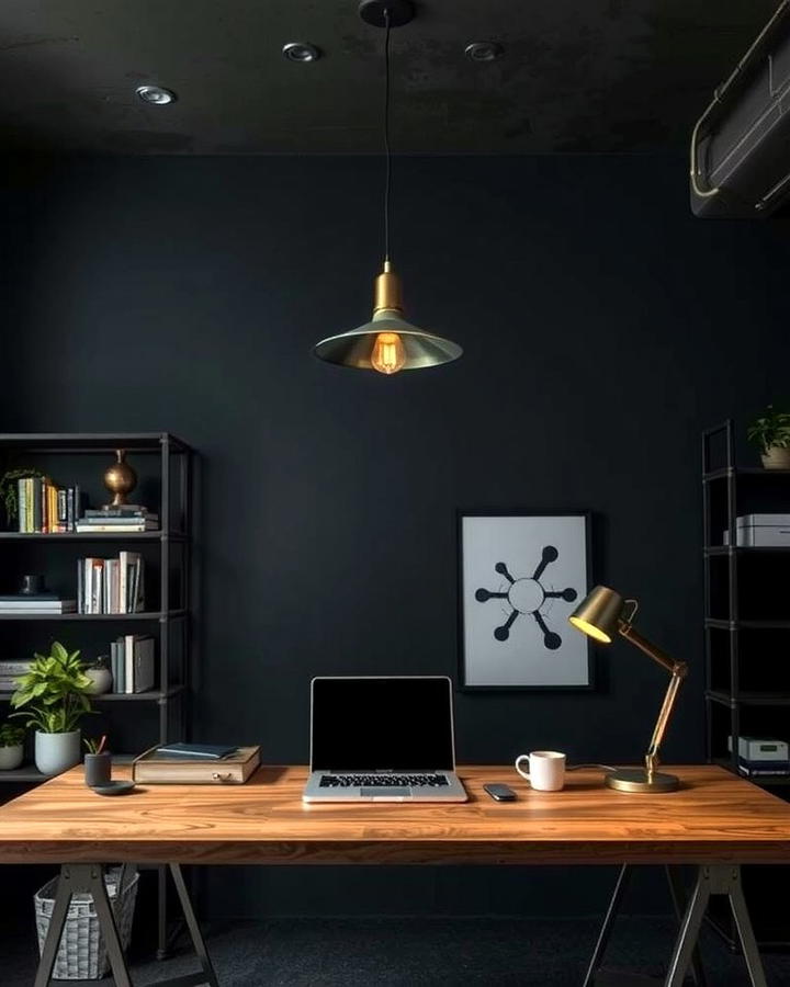 Industrial Lighting Fixtures 2 - 30 dark home office design ideas