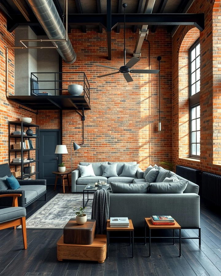 Industrial Loft Aesthetic - 30 Grey Living Room With Dark Wood Floors