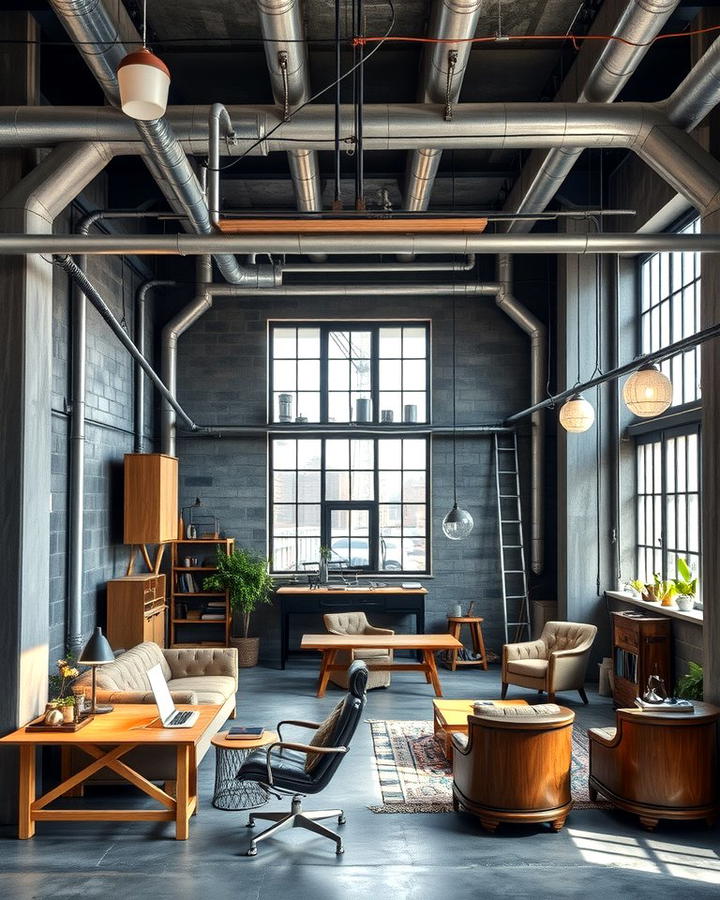 Industrial Loft Office - 30 Home Office Ideas for Him