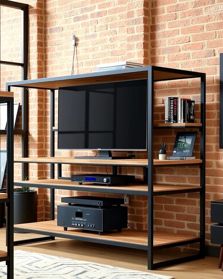 Industrial Metal and Wood TV Stand - 25 Tv Stand Ideas