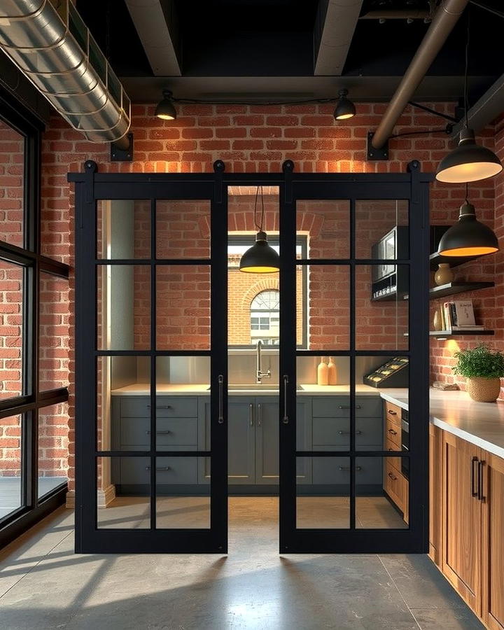 Industrial Pantry Door with Metal Accents - 25 Pantry Door Ideas