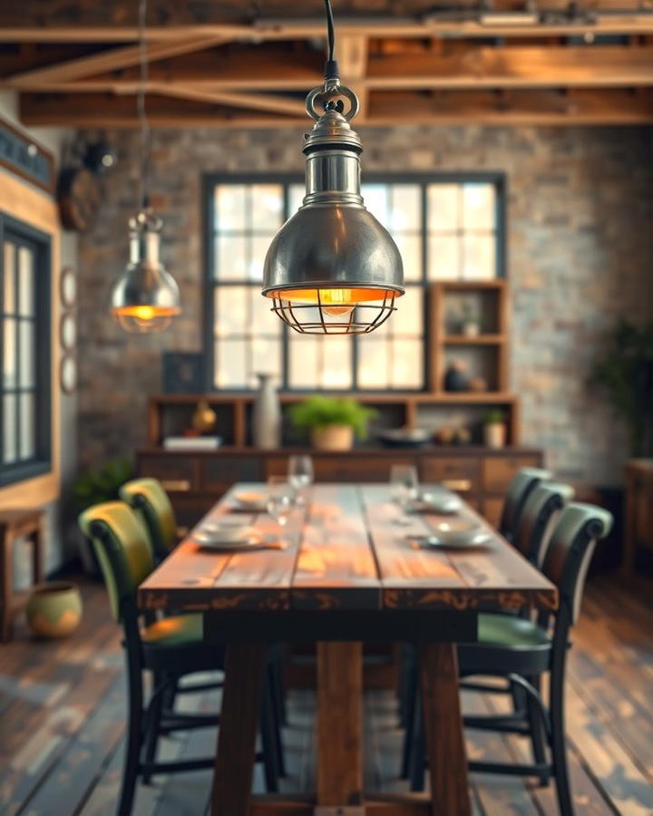 Industrial Pendant Lights - 30 Rustic Dining Room Ideas