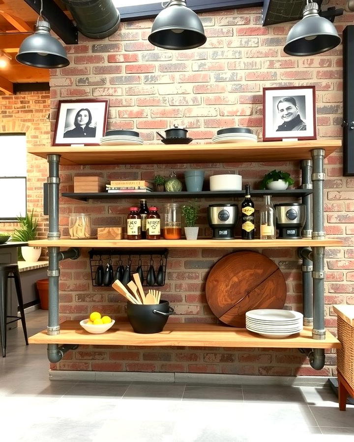 Industrial Pipe Shelving - 25 Open Shelving Kitchen Ideas