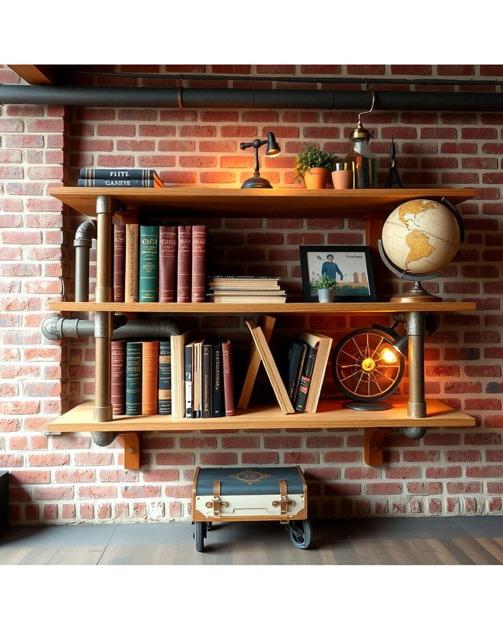 Industrial Pipe Shelving - 25 Steampunk Interior Design Ideas