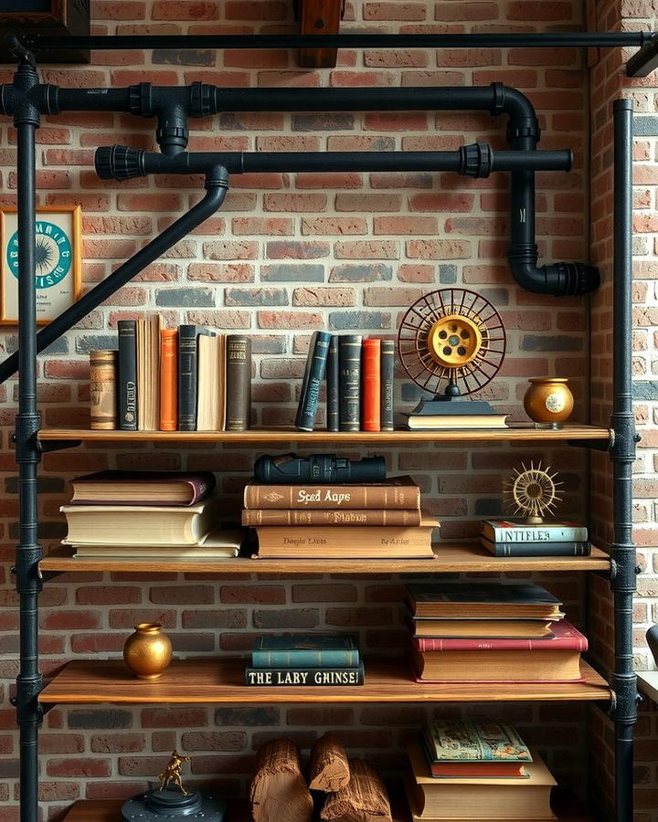 Industrial Pipe Shelving for Storage and Style - 25 Steampunk Interior Design Ideas