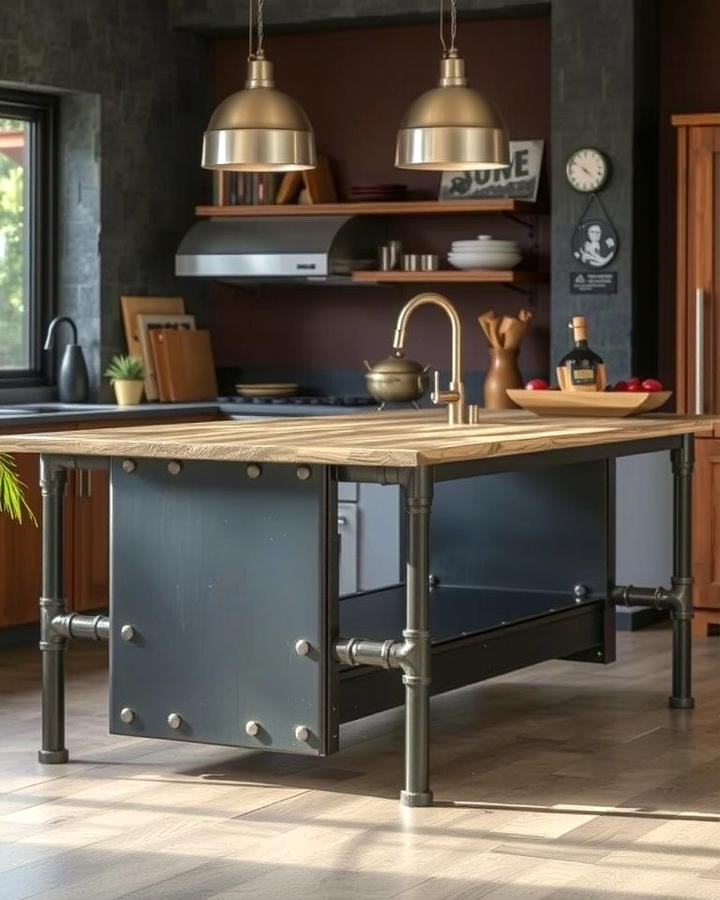 Industrial Rustic Combination - 25 Rustic Kitchen Island Ideas