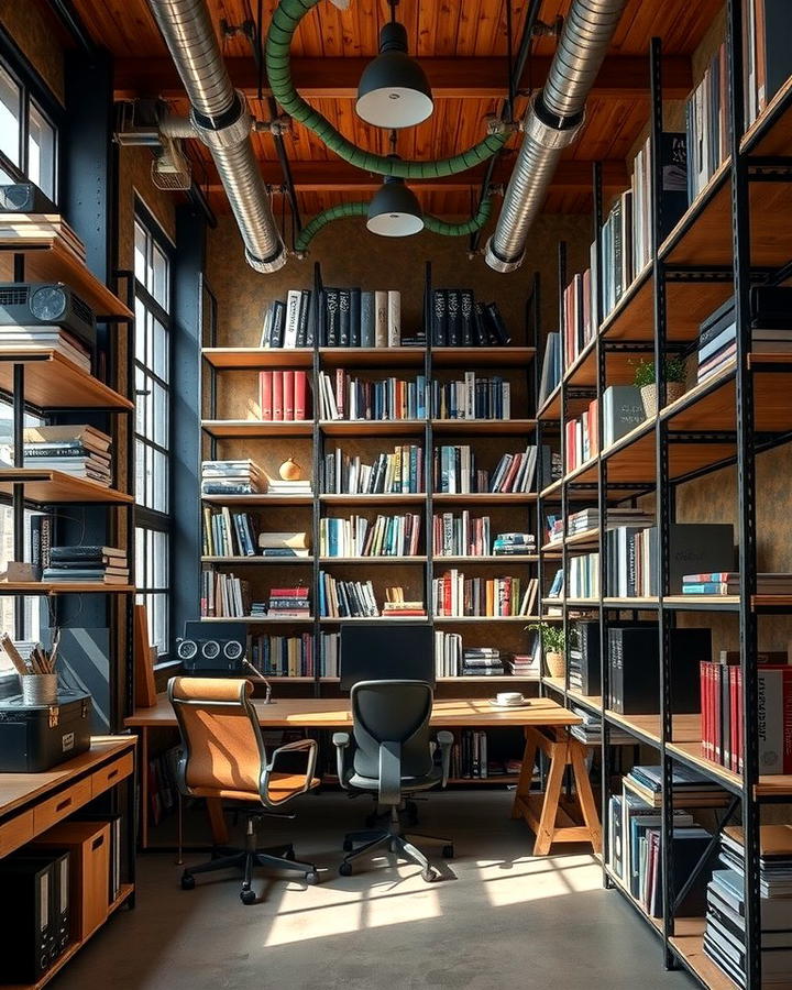 Industrial Shelving for a Bold Look - 25 Office Shelving Ideas