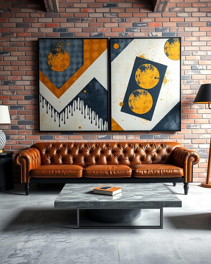 Industrial Style Artwork - 30 Industrial Living Room Ideas