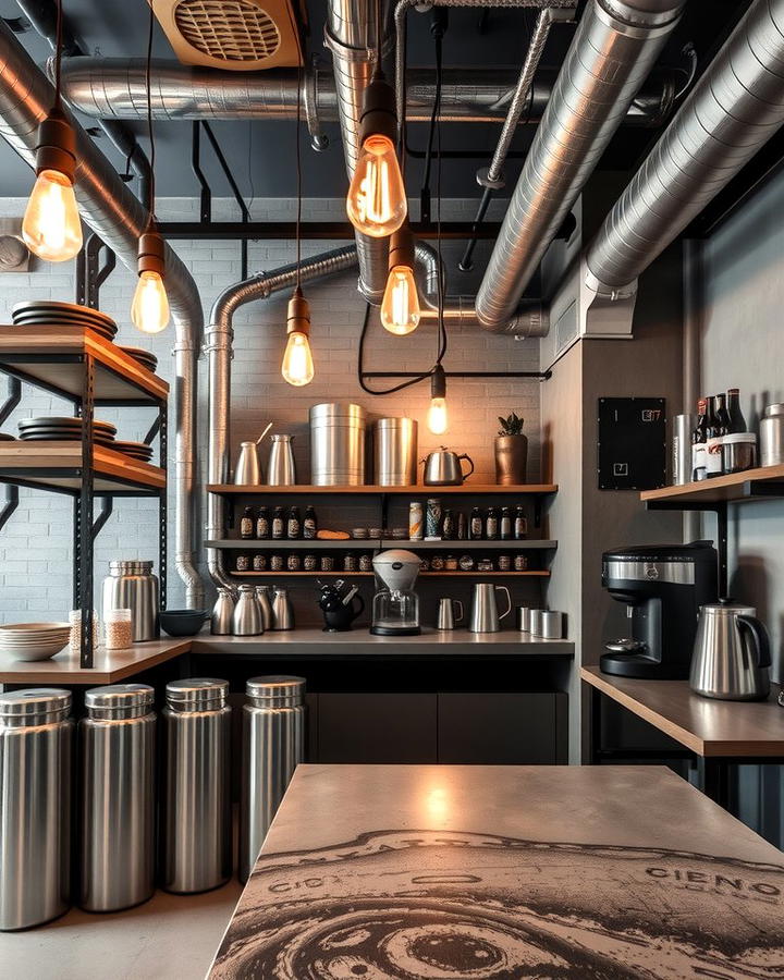 Industrial Style Coffee Area - 25 Office Coffee Station Ideas