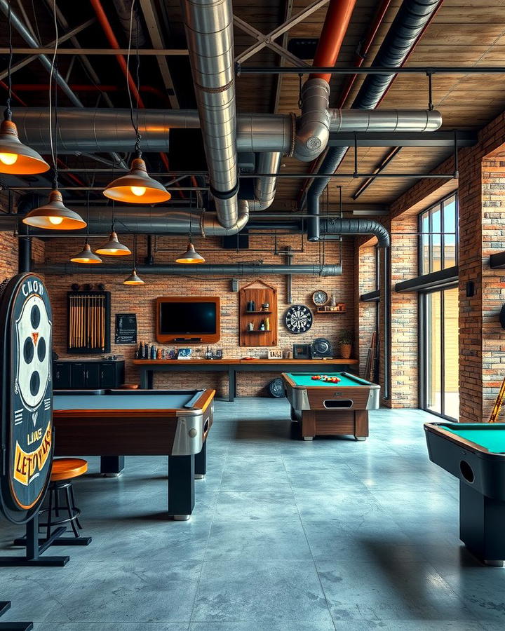 Industrial Style Game Room - 30 Garage Game Room Ideas