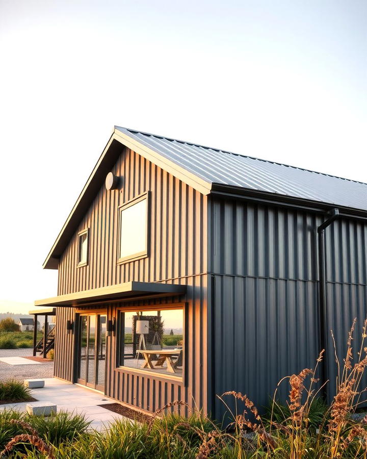 Industrial Style Metal Cladding - 30 Pole Barn and Barndominium House Exteriors