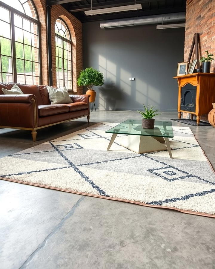 Industrial Style Rugs - 30 Industrial Living Room Ideas