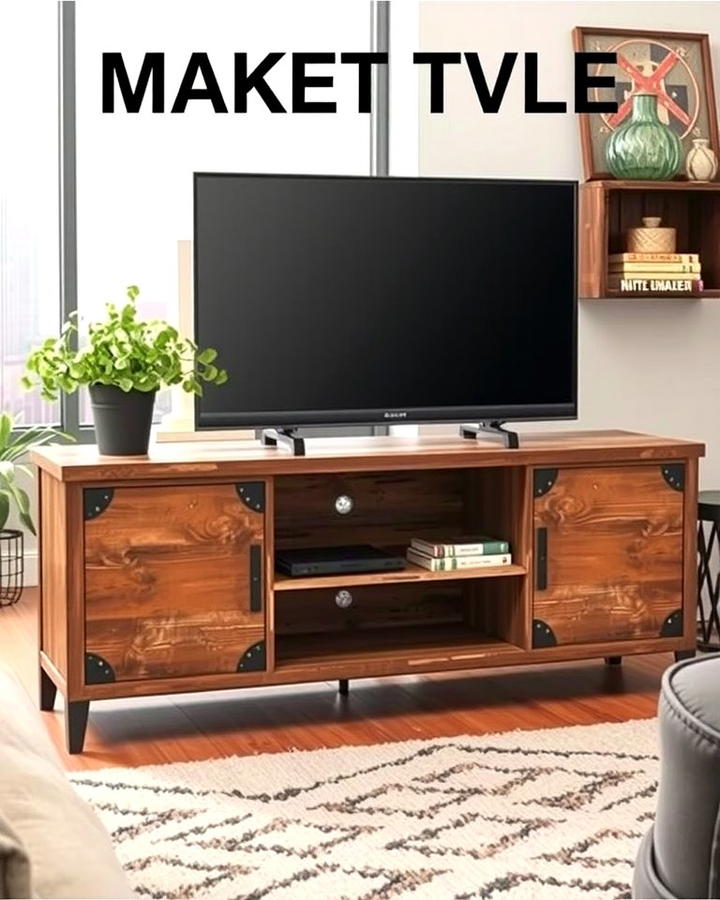 Industrial Style TV Stand with Metal Accents - 25 Tv Stand Ideas