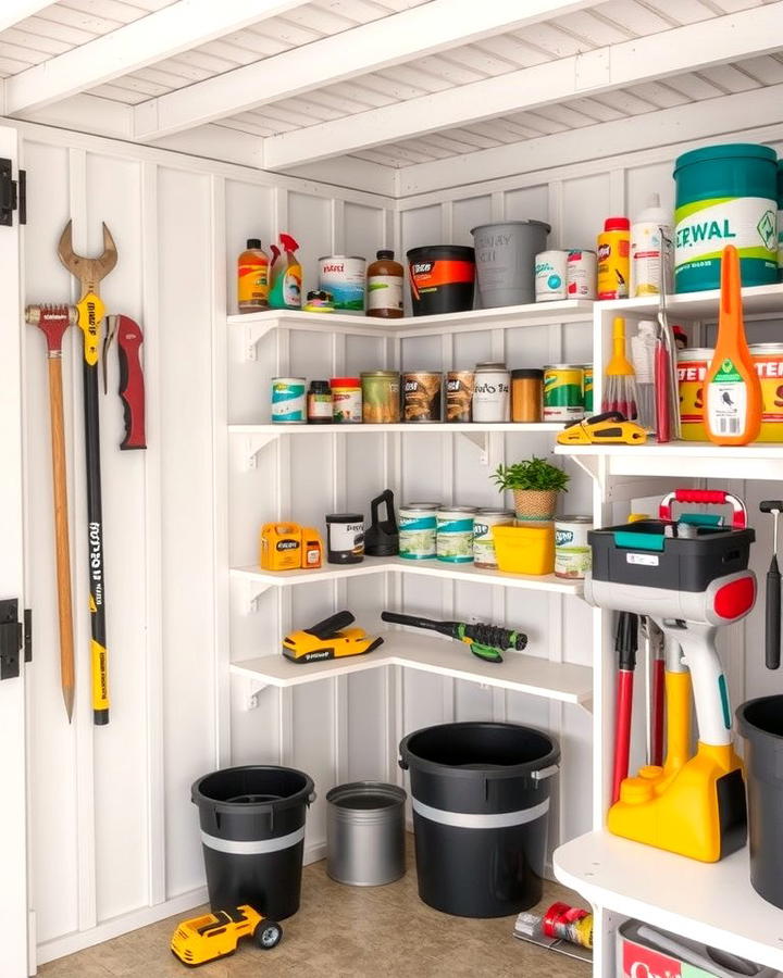 Install Corner Shelving Units - 25 Shed Organization Ideas