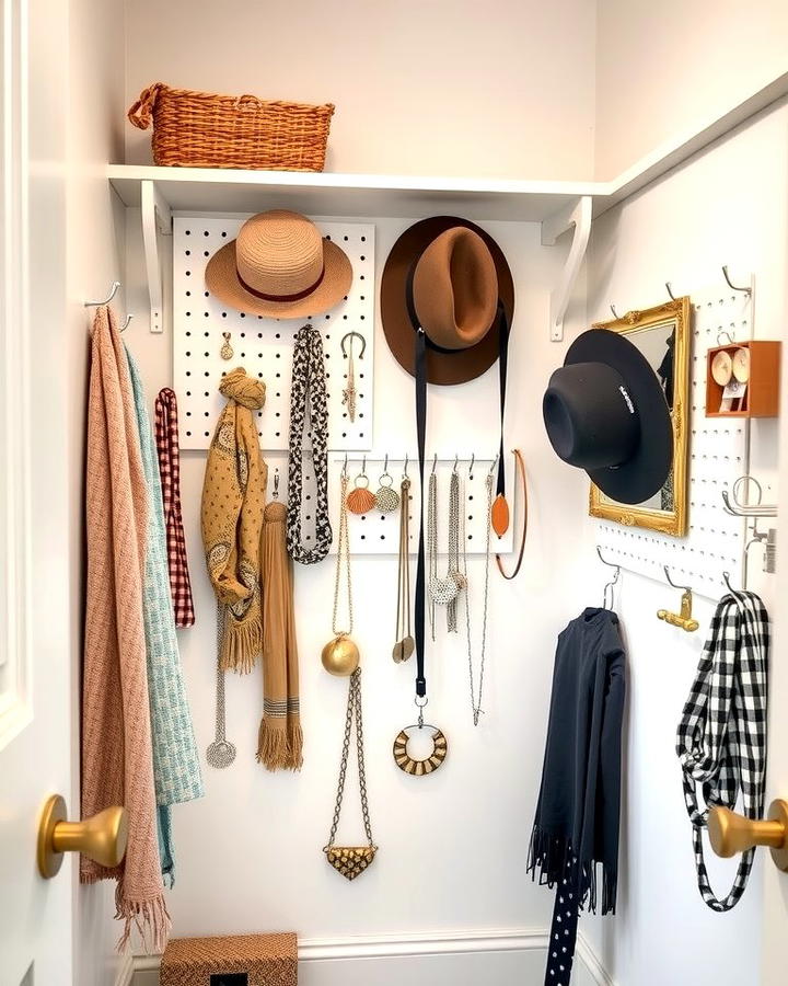 Install Hooks and Pegboards for Accessories - 25 Small Dressing Room Ideas