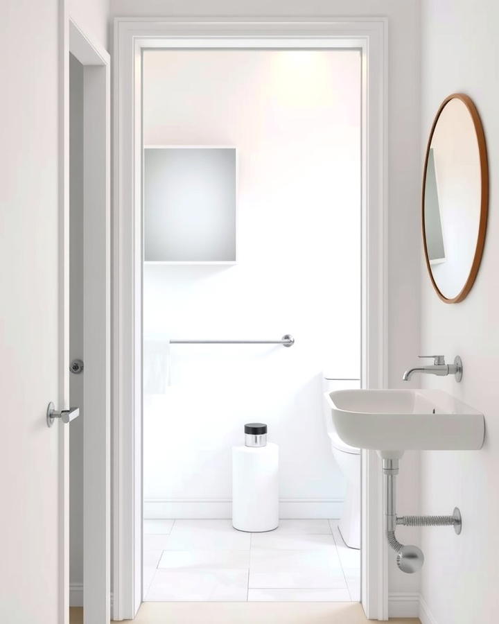 Install Pocket Doors - 30 Small White Bathroom Ideas