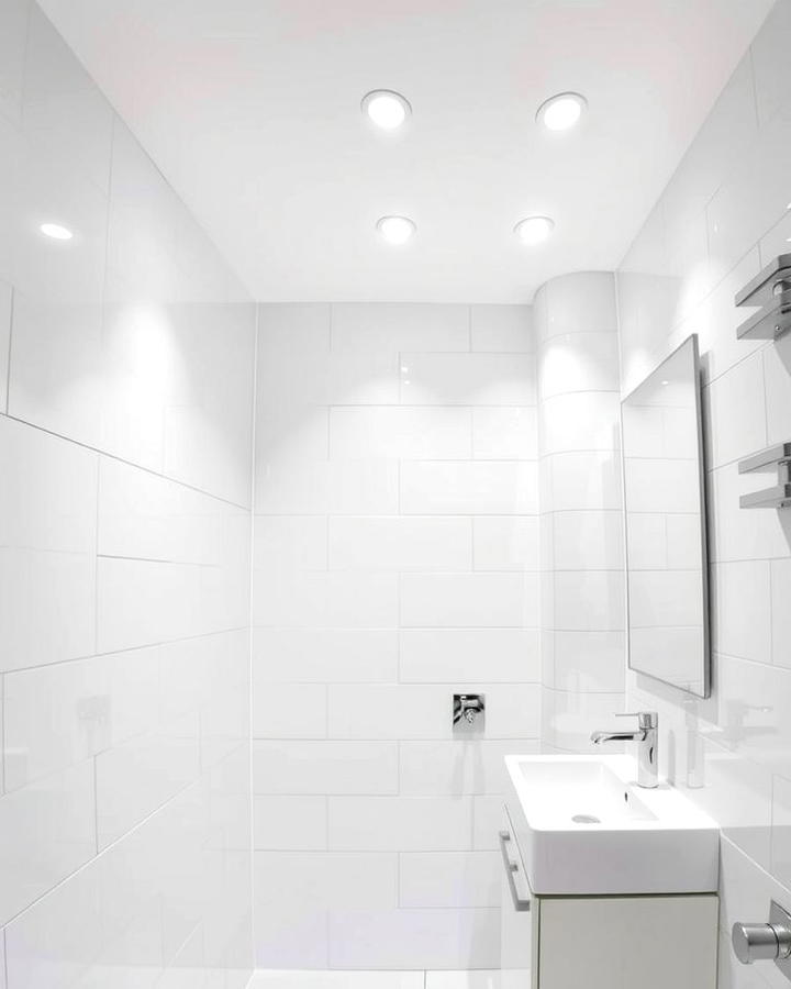 Install Recessed Lighting - 30 Small White Bathroom Ideas