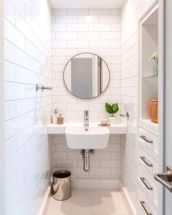 Install Recessed Niches - 30 Small White Bathroom Ideas