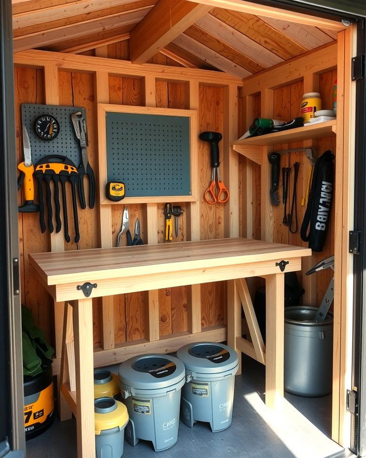 Install a Foldable Workbench - 25 Shed Organization Ideas