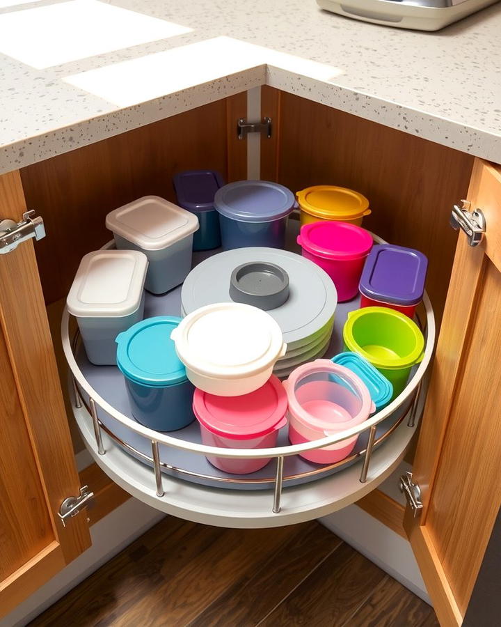 Install a Lazy Susan for Easy Access - 25 Tupperware Organization Ideas
