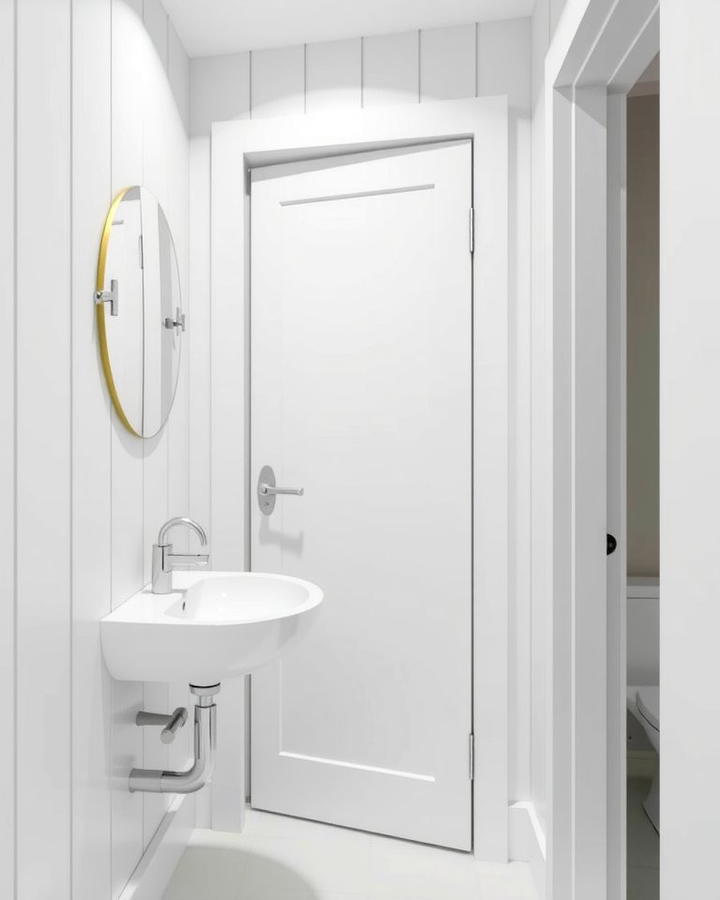 Install a Pocket Door - 30 Small White Bathroom Ideas