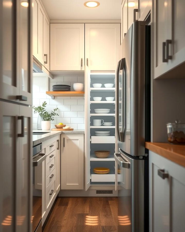 Install a Slim Pull Out Pantry - 25 Small Galley Kitchen Ideas on a Budget