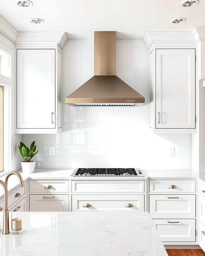 Install a Statement Range Hood - 25 White Kitchen with Stainless Steel Appliances Ideas