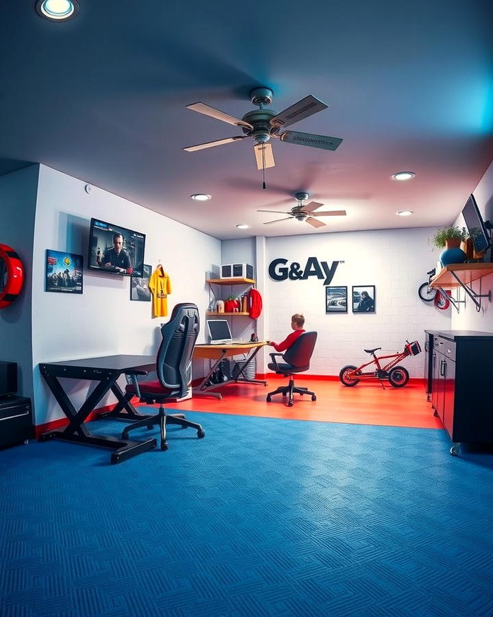 Installing Flooring Designed for Gaming - 30 Garage Game Room Ideas