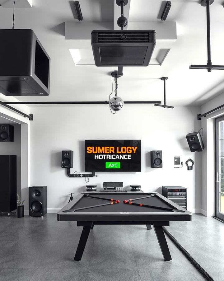 Installing a High Quality Sound System - 30 Garage Game Room Ideas